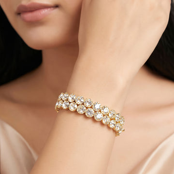 PRAO Bracelet Anti-Tarnish Gold Plated Spiral Crytals (Adjustable Size)
