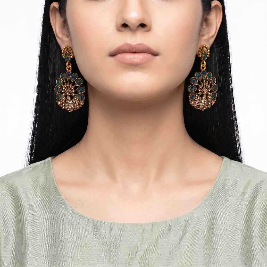 PRAO Earrings Anti-Tarnish Peacock Dangles