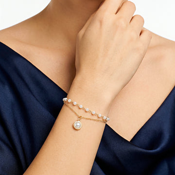 PRAO Bracelet Anti-Tarnish Double Layer Pearl Charm (Adjustable Size)