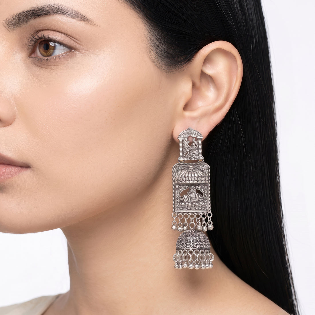 PRAO Earrings Anti-Tarnish Dancing Couple Jhumka