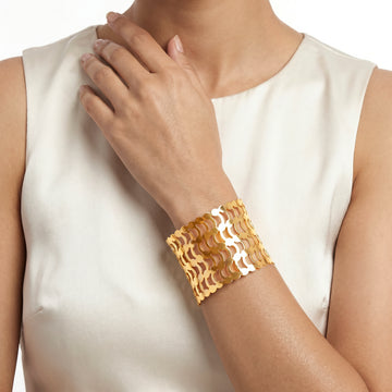PRAO Bracelet Anti-Tarnish Geometric Cuff Bangle (Adjustable Size)