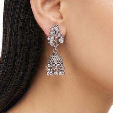 PRAO Earrings Anti-Tarnish Antique Peacock Jhumka