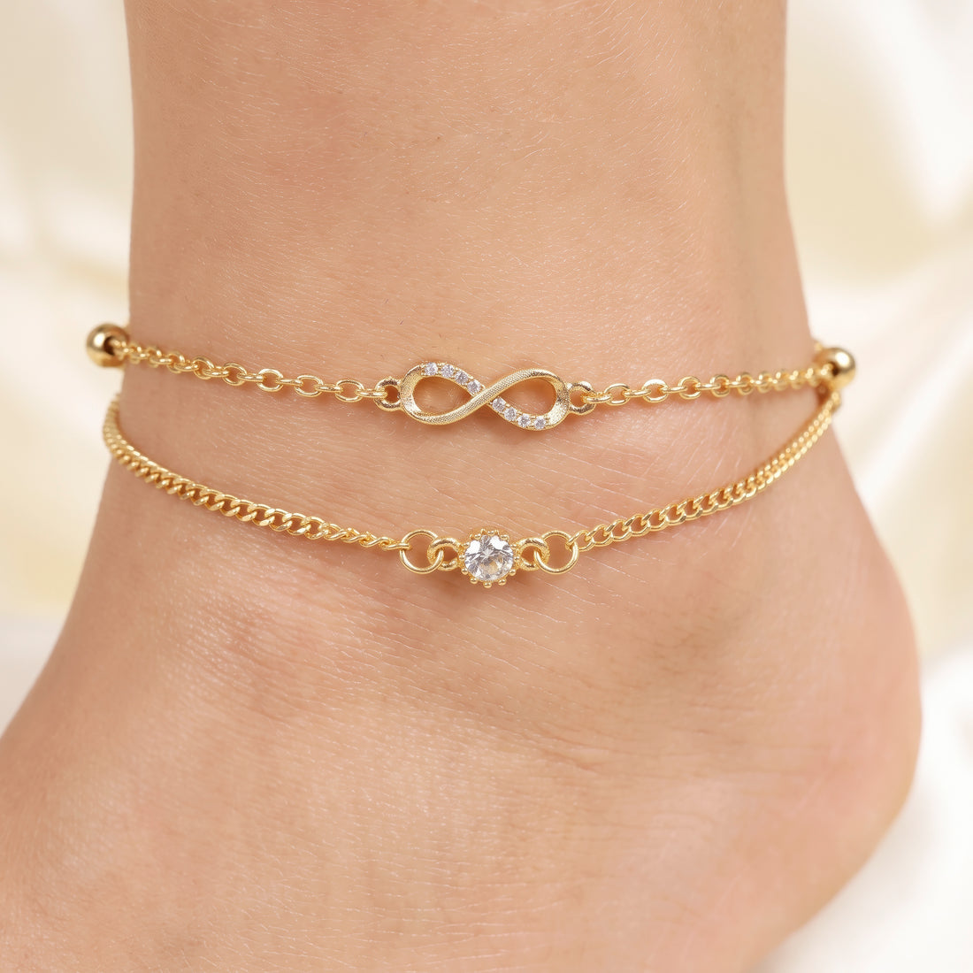 PRAO Anklet Anti-Tarnish Infinity Crystal