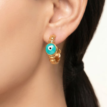 PRAO Earrings Anti-Tarnish Evil Eye Hoops