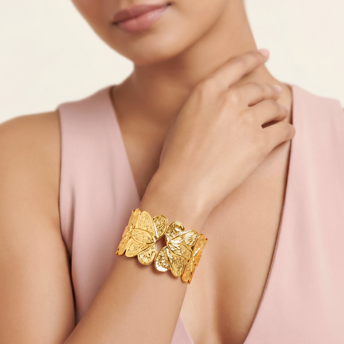 PRAO Bracelet Anti-Tarnish Ornate Filigree Cuff (Adjustable Size)