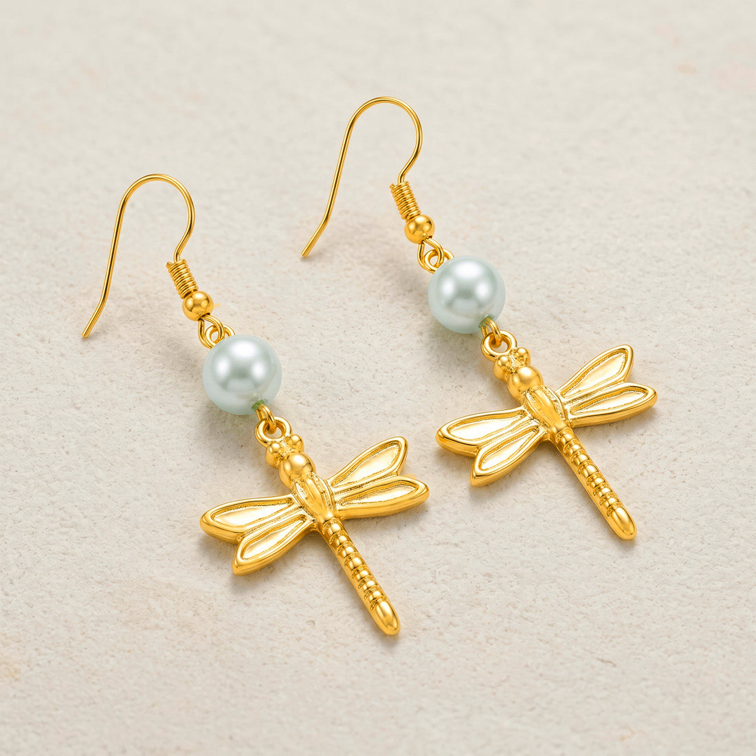 PRAO Earrings Anti-Tarnish Pearl Dragonfly