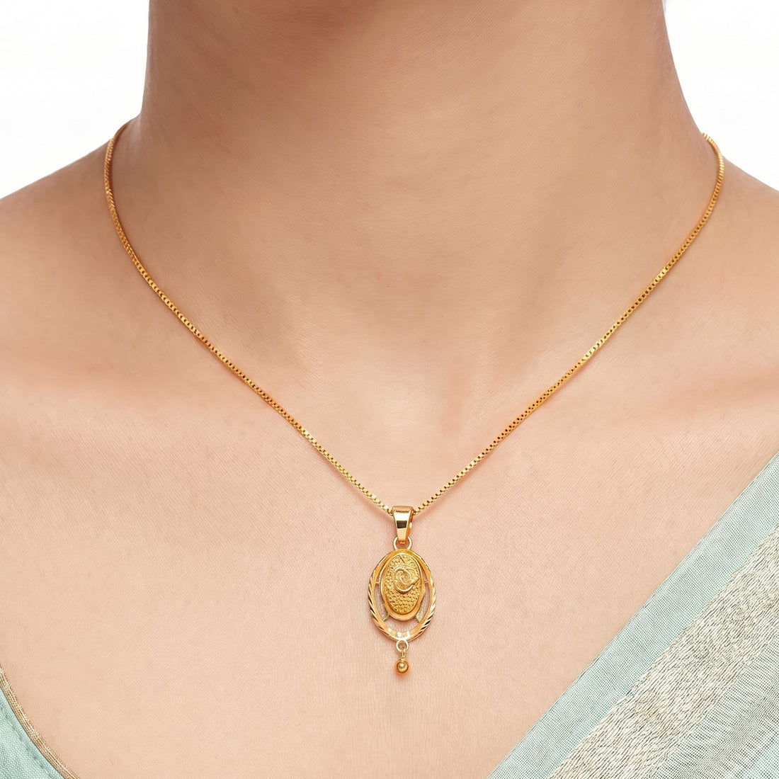 PRAO Necklace Anti-Tarnish Oval Beaded Pendant Set With Earrings