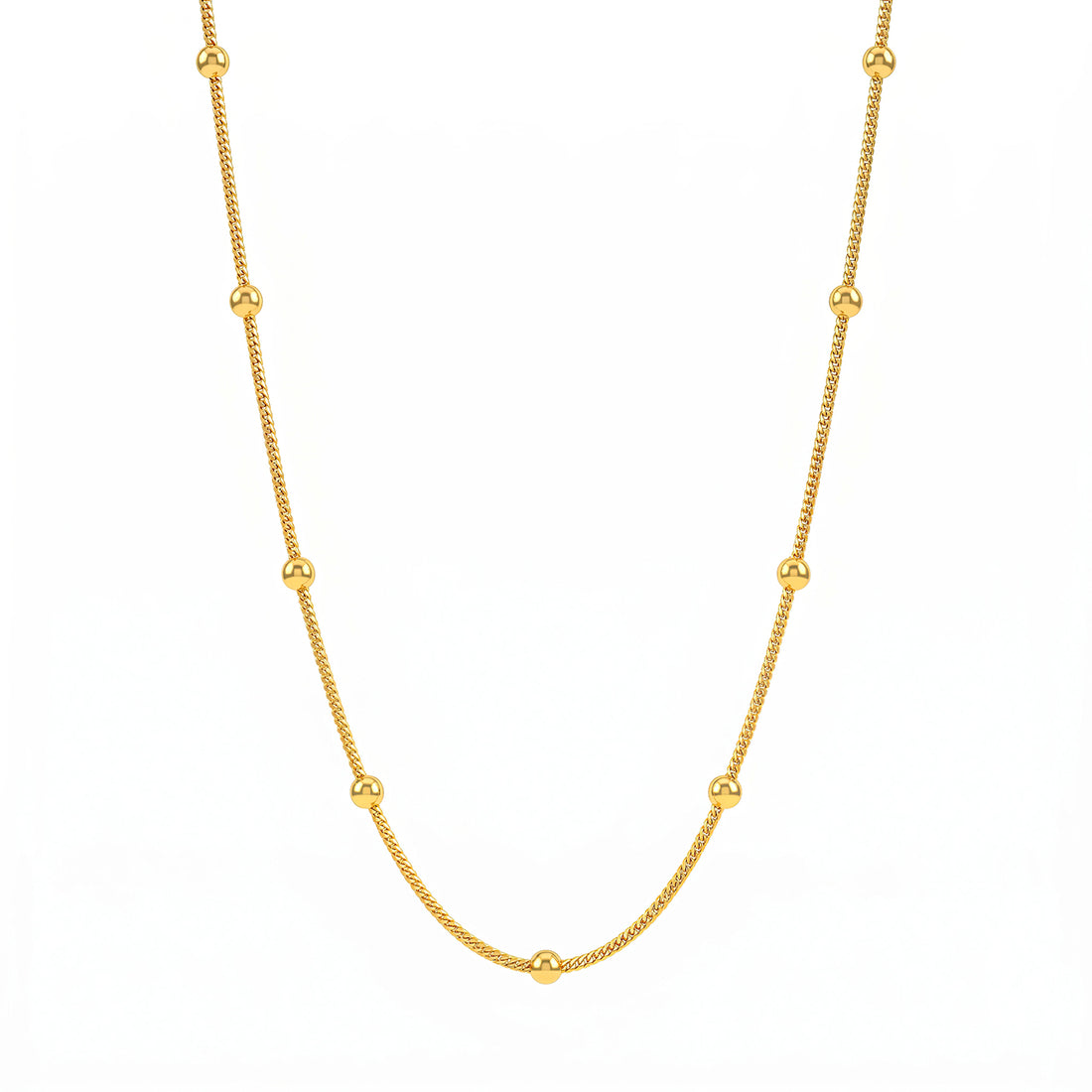 PRAO Necklace Anti-Tarnish Gold Plated Beaded Chain