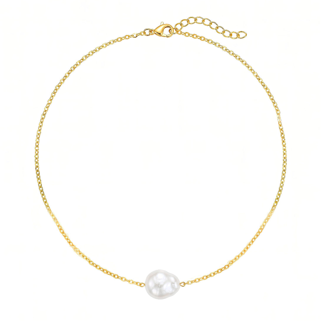 PRAO Necklace Anti-Tarnish Baroque Pearl