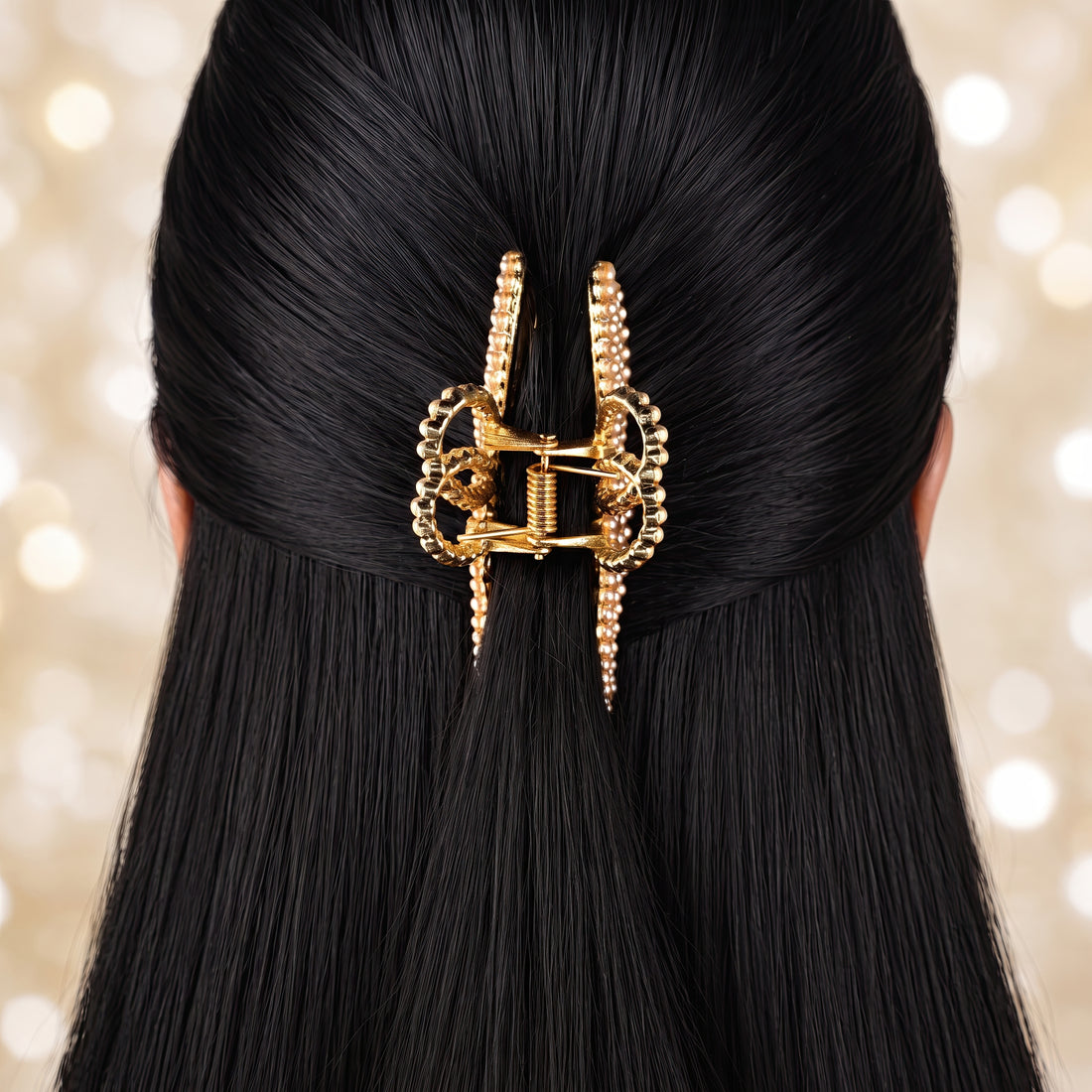 PRAO Hair Claw Clip Anti-Tarnish Beaded Bow