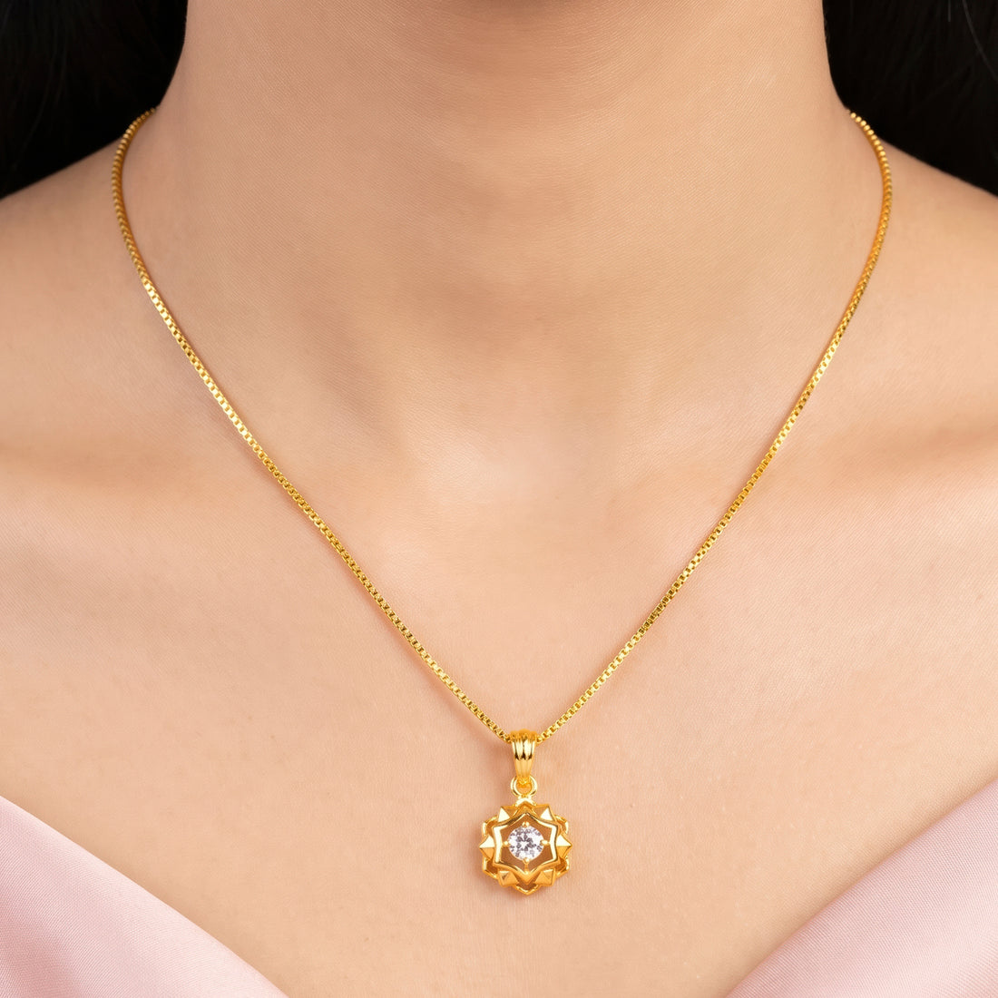 PRAO Necklace Anti-Tarnish Starburst Crystal Chain