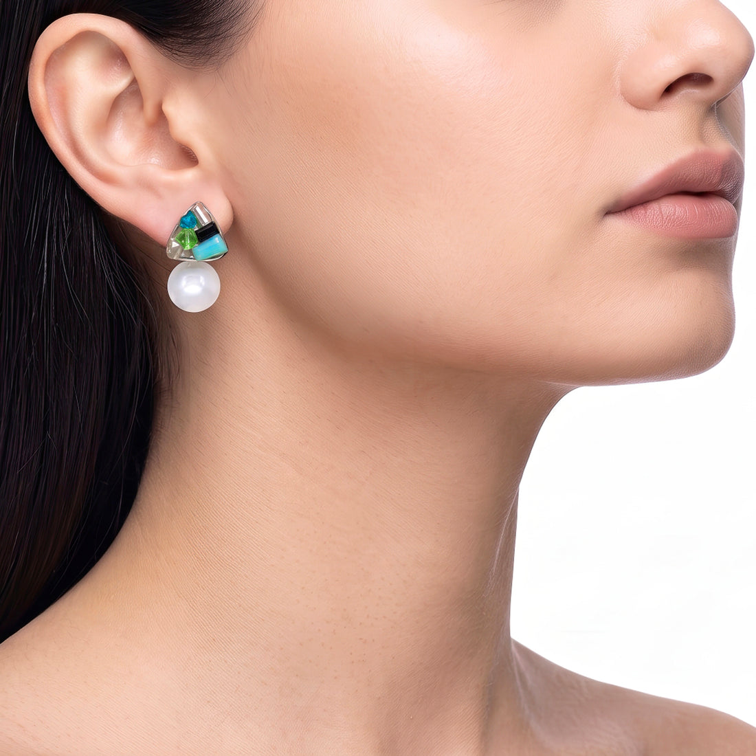 PRAO Earrings Anti-Tarnish Mosaic Pearl Studs