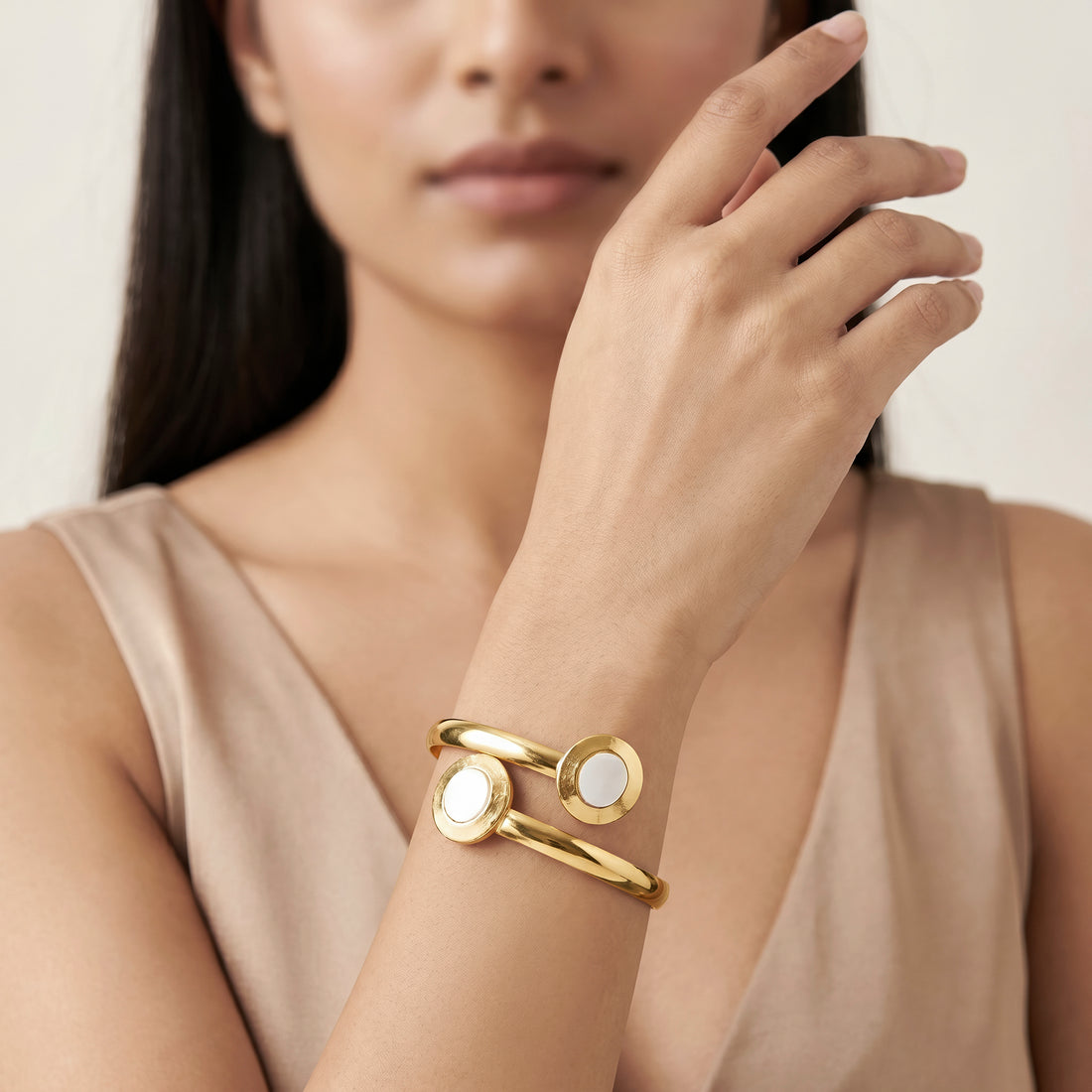 PRAO Bracelet Anti-Tarnish White Enamel Charm Bangle (Adjustable Size)
