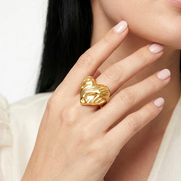 PRAO Ring Anti-Tarnish Organic Molten Heart (Adjustable Size)