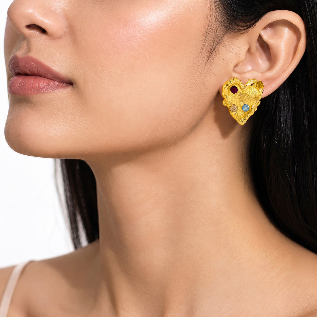 PRAO Earrings Anti-Tarnish Textured Heart