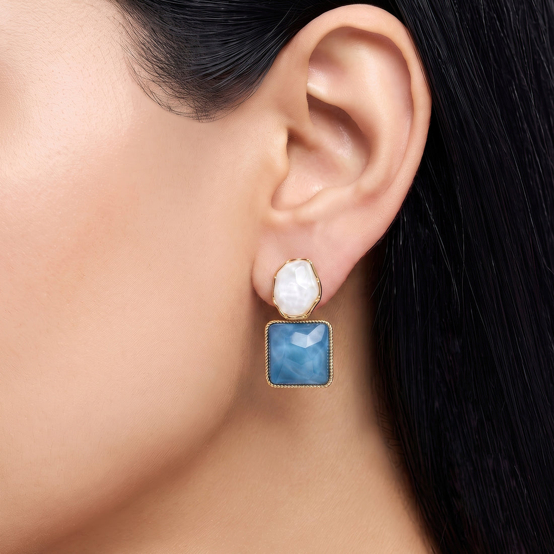 PRAO Earrings Anti-Tarnish Geometric Resin Dangles