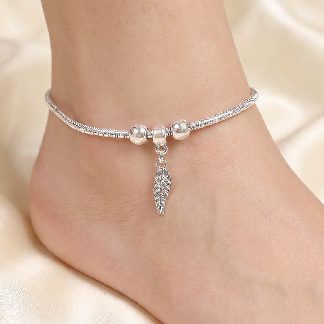 PRAO Anklet Anti-Tarnish Feather Snake Chain