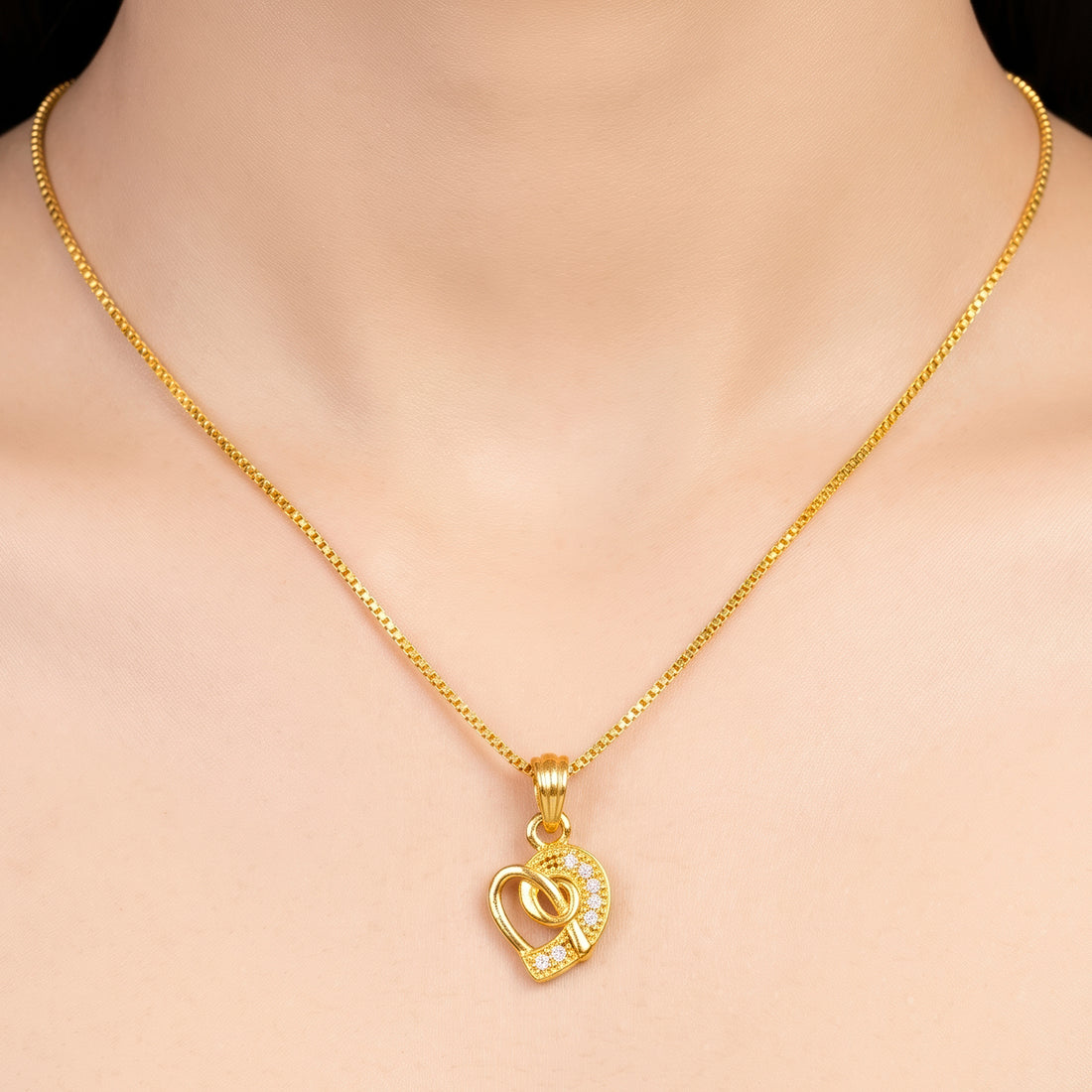 PRAO Necklace Anti-Tarnish Crystal Heart Chain