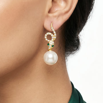 PRAO Earrings Anti-Tarnish Wave Crystal Pearl Drop