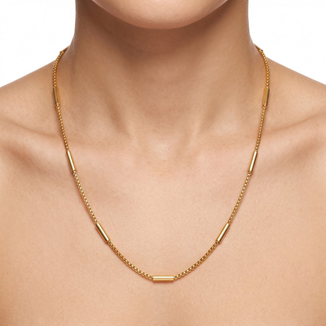 PRAO Necklace Anti-Tarnish Popcorn Bar Chain