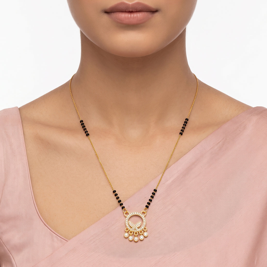 PRAO Necklace Anti-Tarnish Butterfly Circle Mangalsutra
