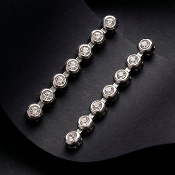 PRAO Earrings Anti-Tarnish Silver Plated Crystal Dangles