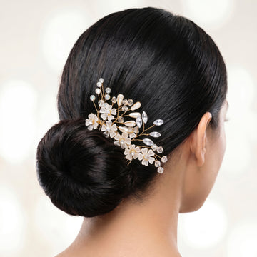 PRAO Hair Comb Anti-Tarnish Floral Crystal