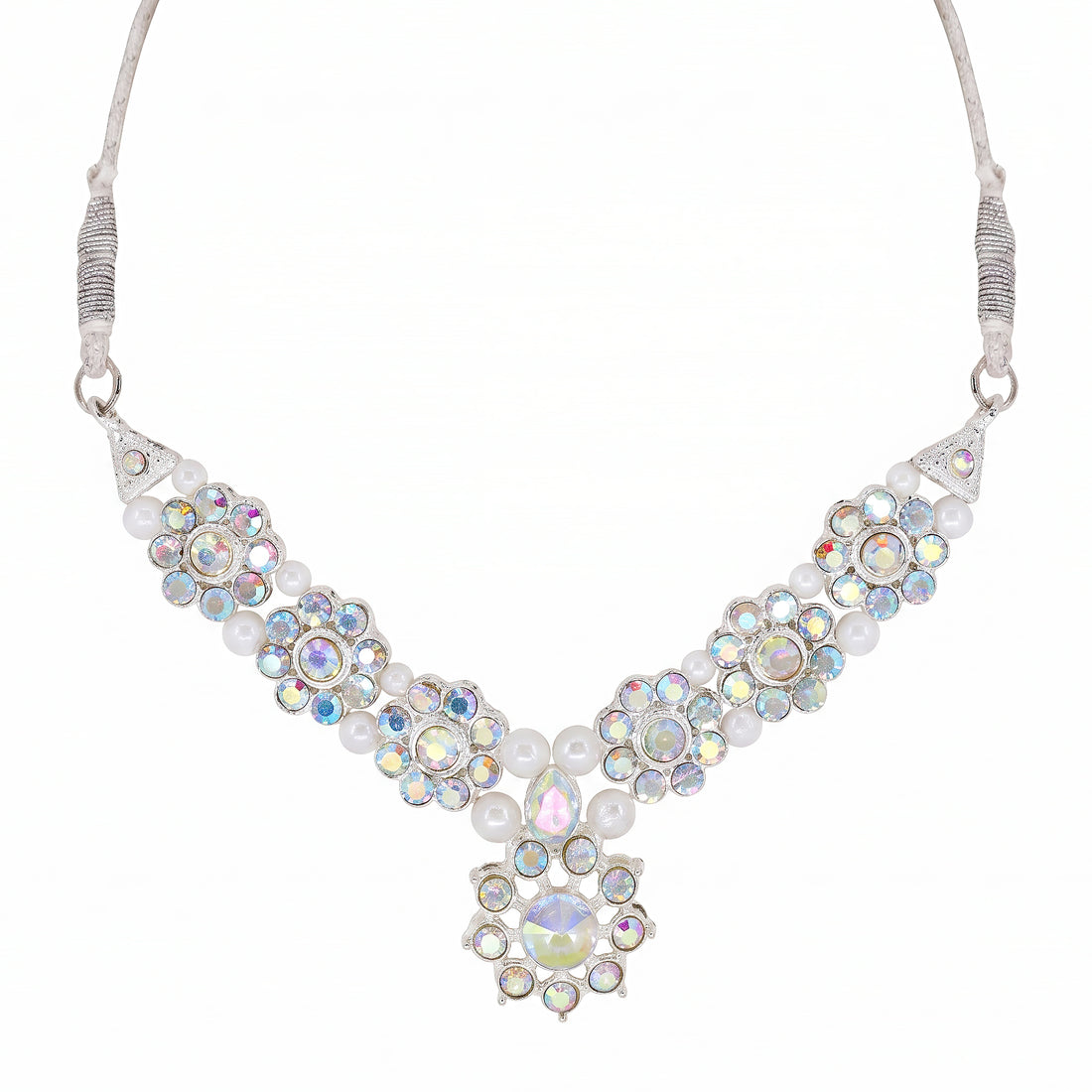 PRAO Necklace Anti-Tarnish Floral Crystal Choker
