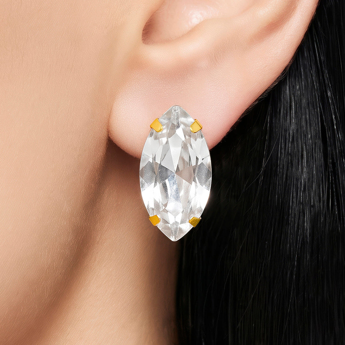 PRAO Earrings Anti-Tarnish Marquise Crystal