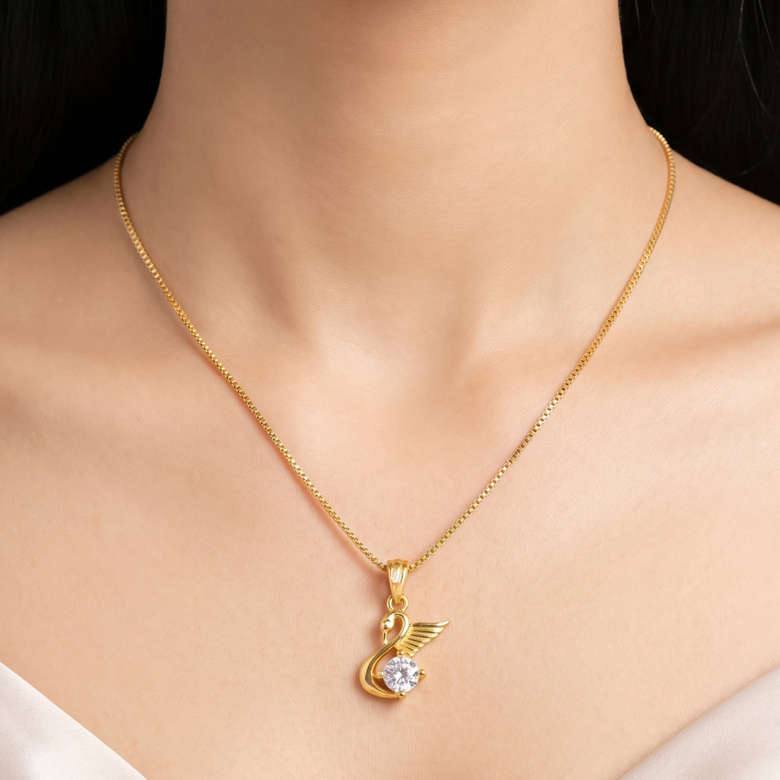 PRAO Necklace Anti-Tarnish Swan Crystal Chain