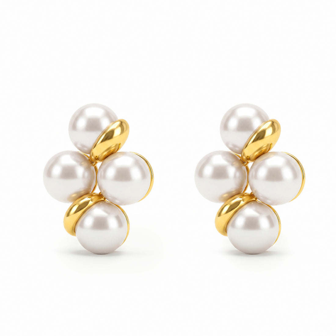 PRAO Earrings Anti-Tarnish Pearl Cluster Studs