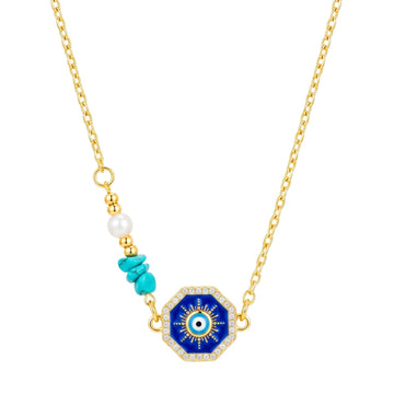 PRAO Necklace Anti-Tarnish Gold Plated Evil Eye Pendant
