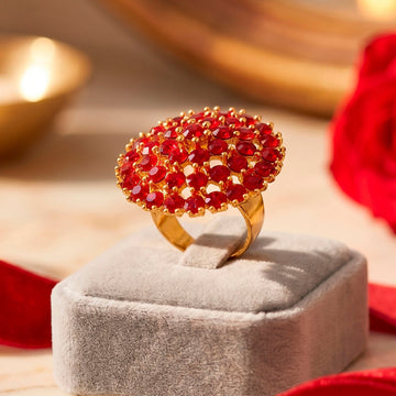 PRAO Ring Anti-Tarnish Red Stone Cocktail (Adjustable Size)