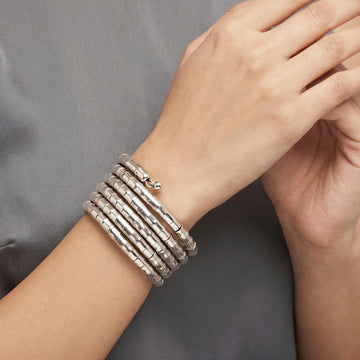 PRAO Bracelet Anti-Tarnish Premium Quality Silver Plated Multi Strand Cuff (Adjustable Size)
