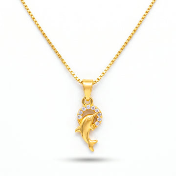 PRAO Necklace Anti-Tarnish Dolphin Crescent Chain