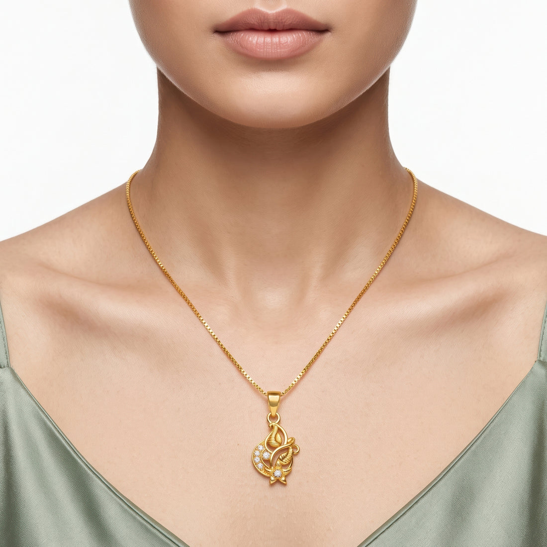 PRAO Necklace Anti-Tarnish Filigree Floral Chain