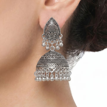 PRAO Earrings Anti-Tarnish Ghungroo Bell Dome Jhumka