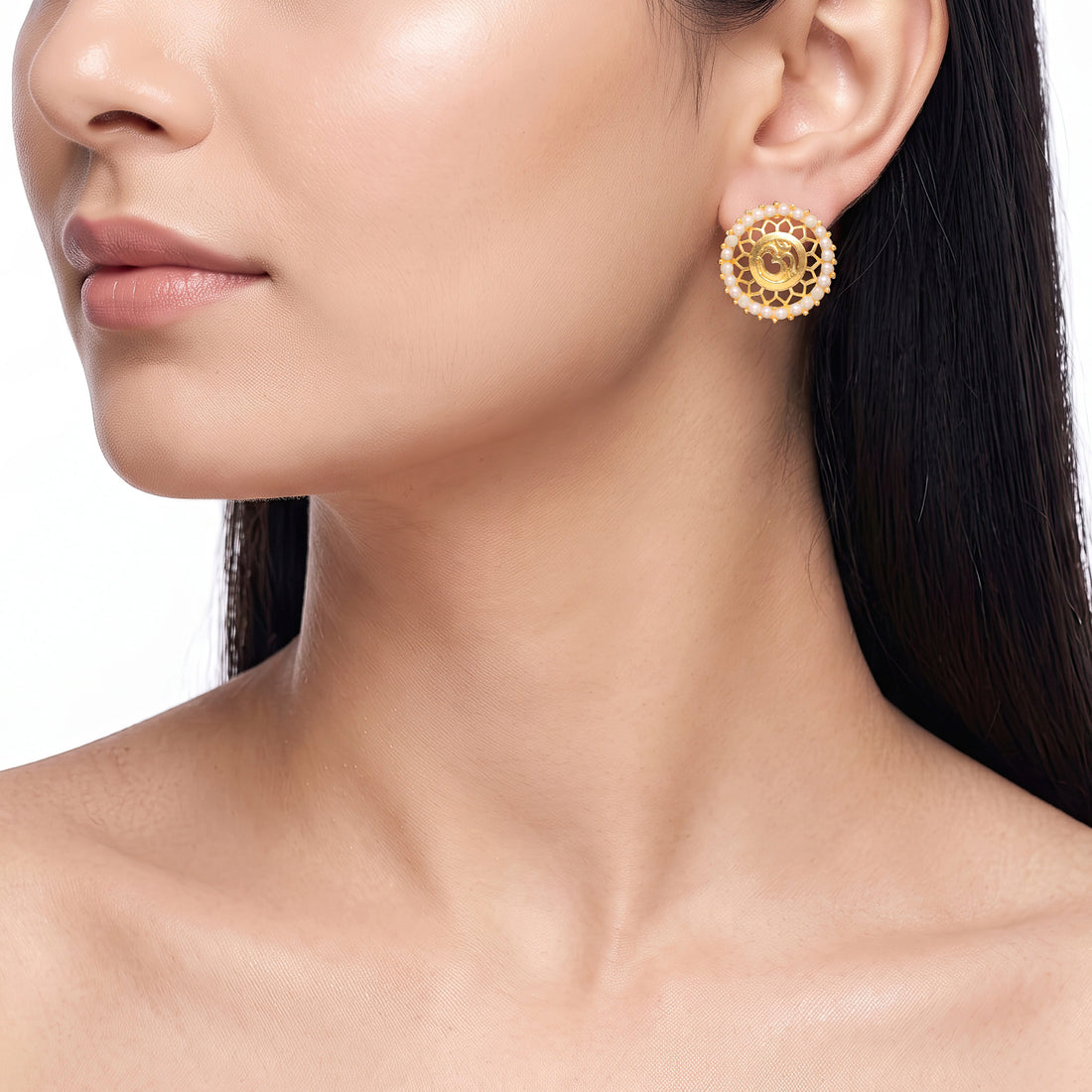 PRAO Earrings Anti-Tarnish Om Pearl Studs