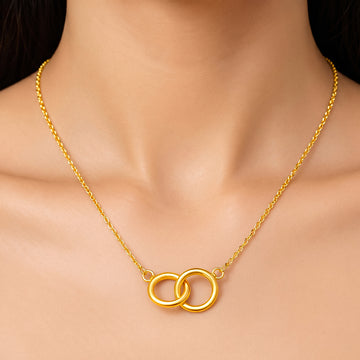 PRAO Necklace Anti-Tarnish Gold Plated Interlocking Rings