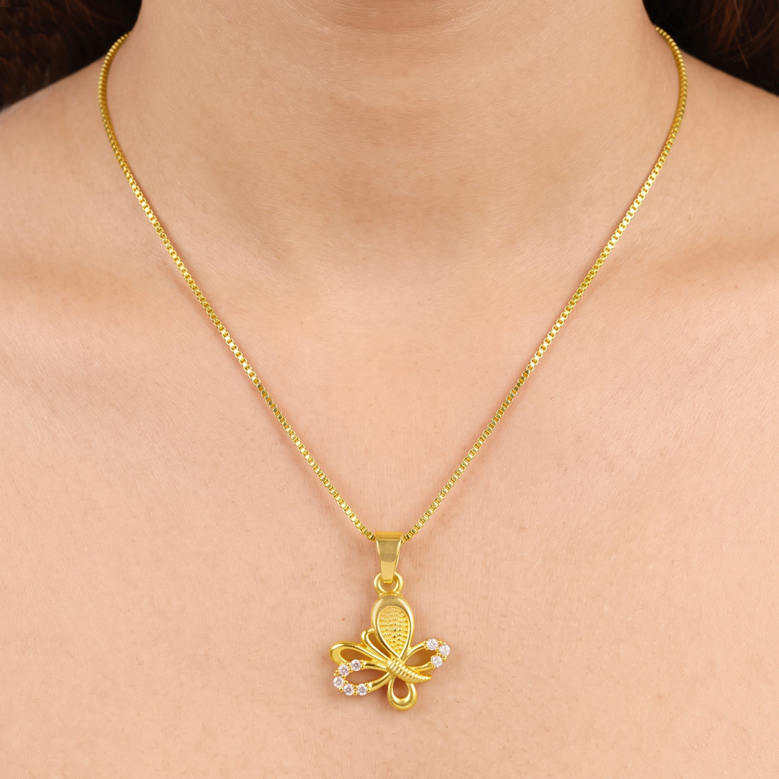 PRAO Necklace Anti-Tarnish Butterfly Crystal Chain