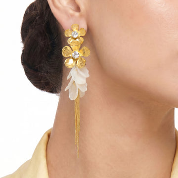 PRAO Earrings Anti-Tarnish Floral Tassel Dangles