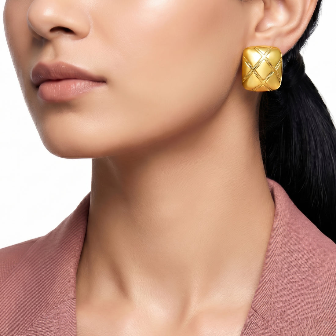 PRAO Earrings Anti-Tarnish Geometric Lattice