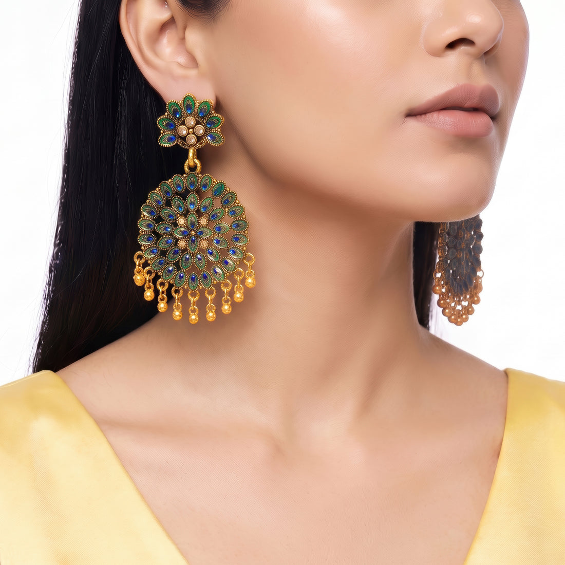 PRAO Earrings Anti-Tarnish Peacock Feather Dangles