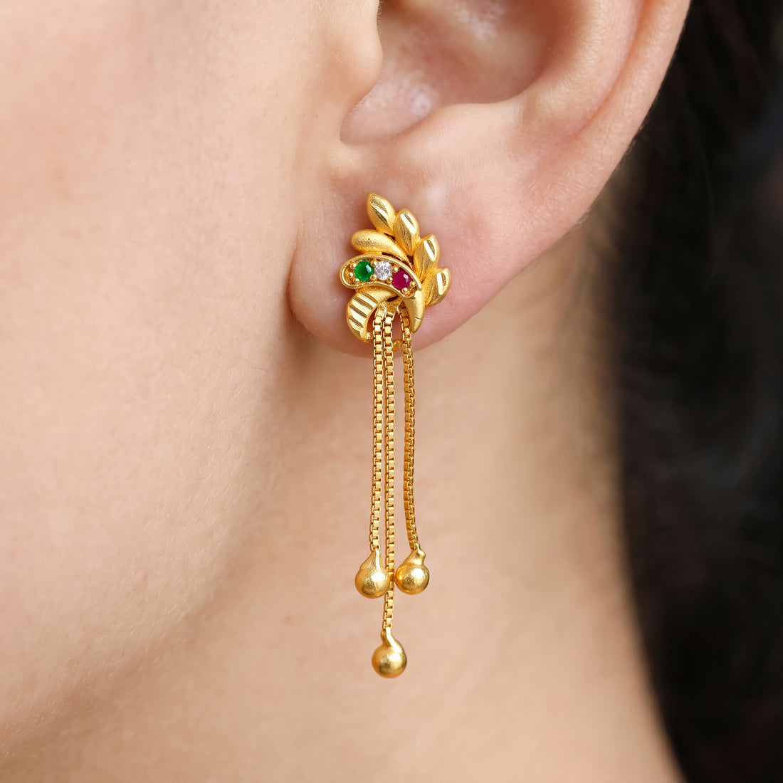 PRAO Earrings Anti-Tarnish Leaf Chain Dangles
