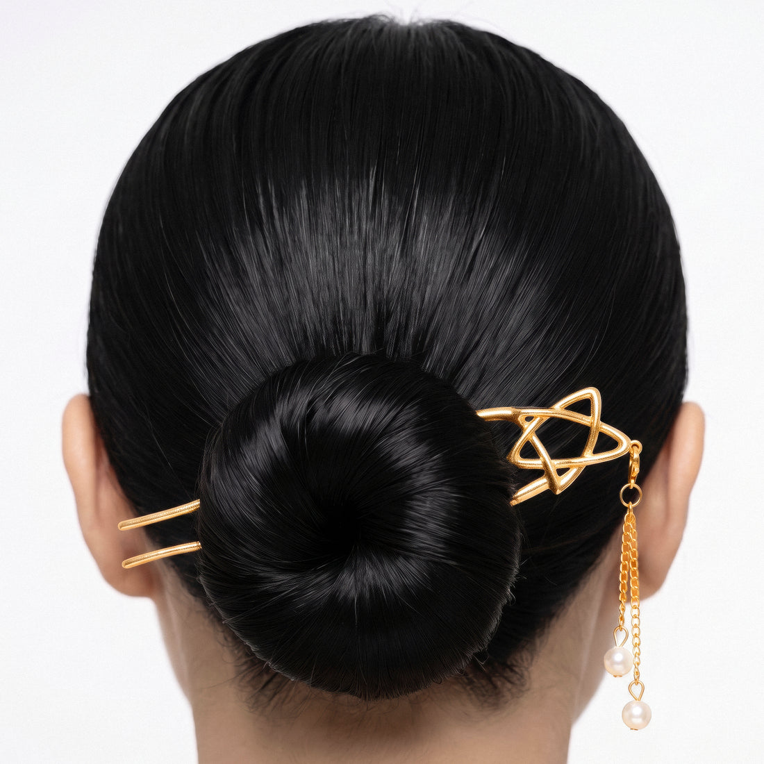 PRAO Hair Pin Anti-Tarnish Geometric Star Hair Fork With Pearl Charms