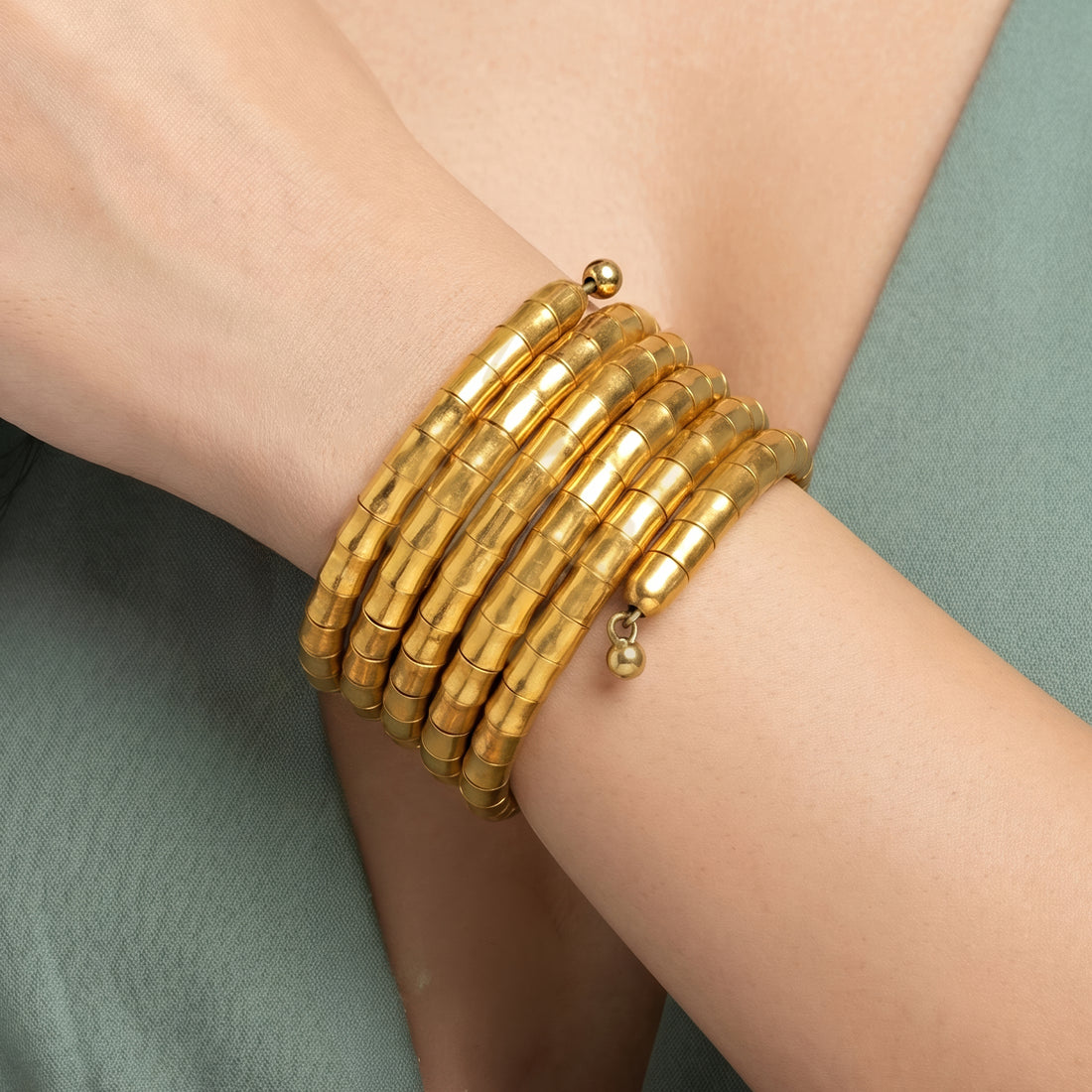 PRAO Bracelet Anti-Tarnish Golden Multi Strand Cuff (Adjustable Size)