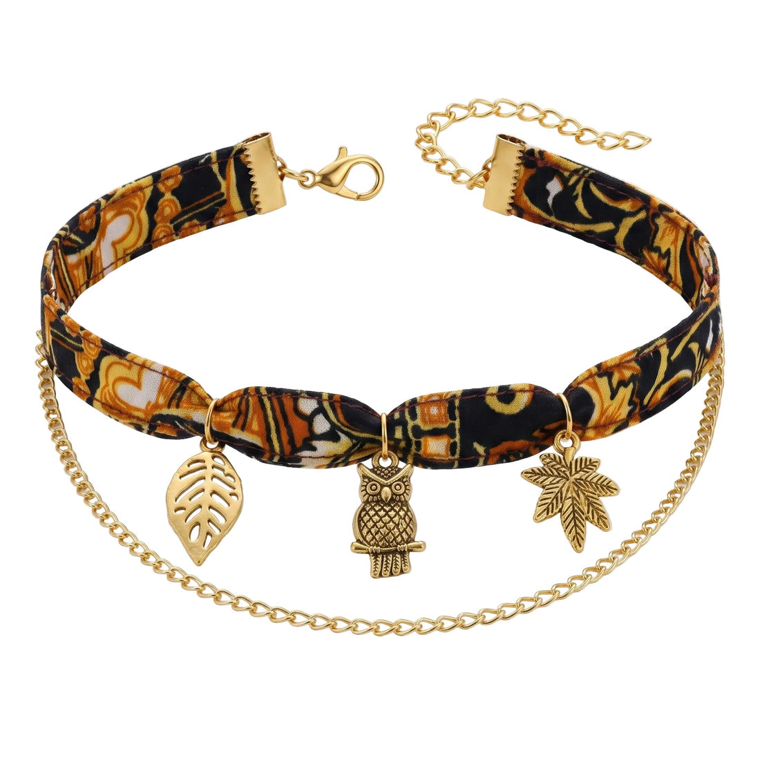 PRAO Bracelet Anti-Tarnish Paisley Fabric Charms (Adjustable Size)