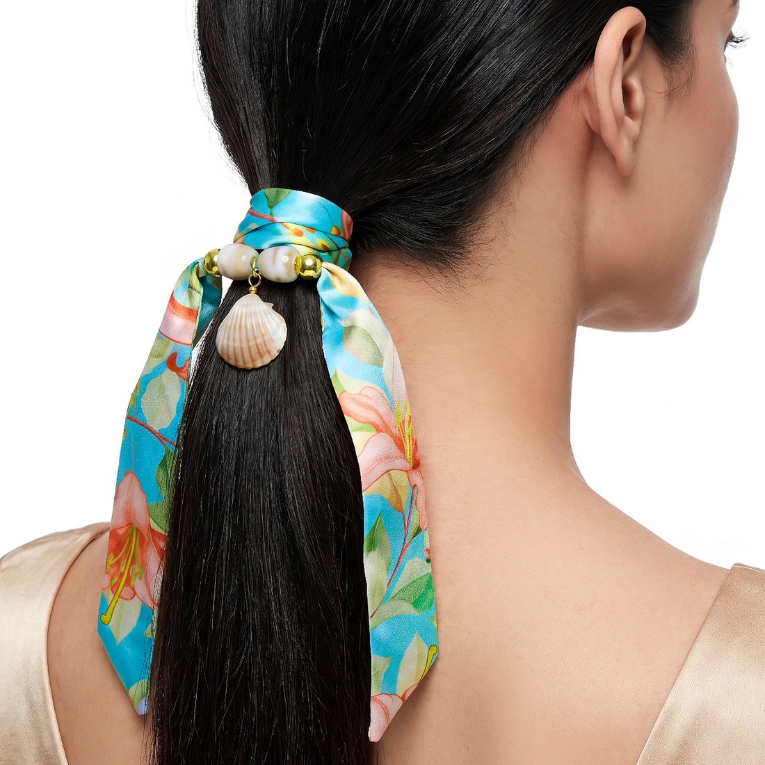 PRAO Scarf Necklace Anti-Tarnish Floral Seashell