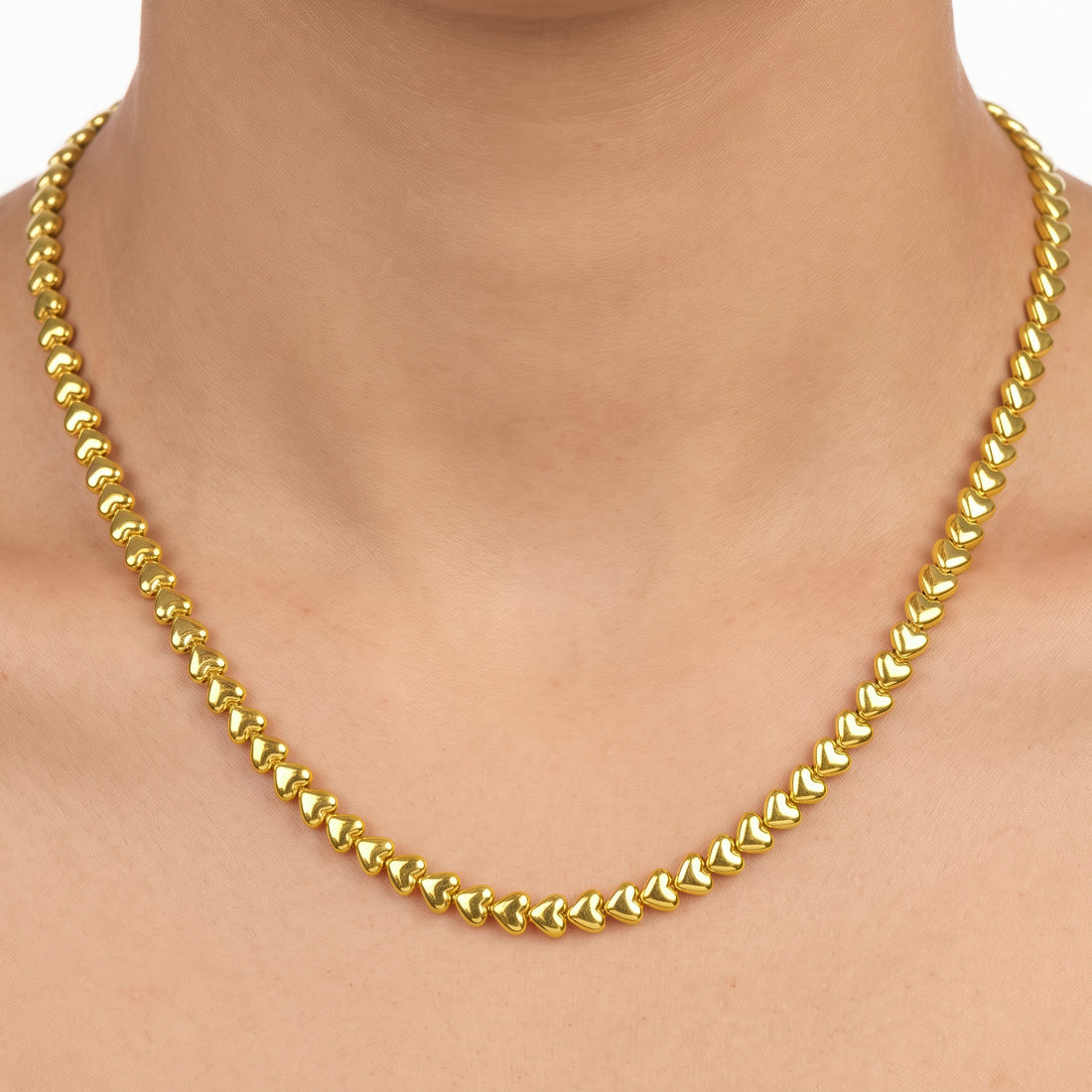 PRAO Necklace Anti-Tarnish Heart Link Chain