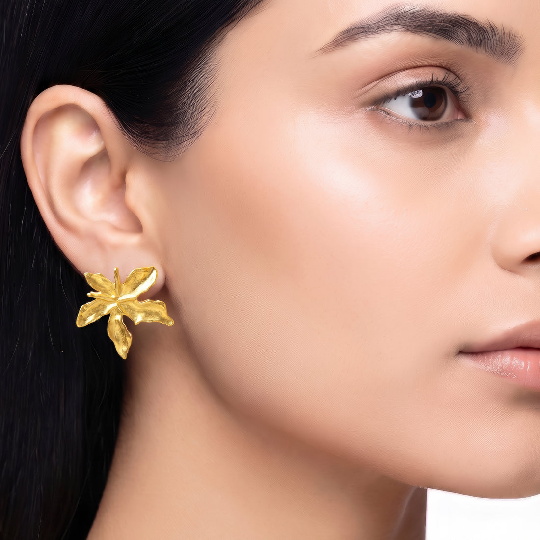 PRAO Earrings Anti-Tarnish Textured Floral Statement